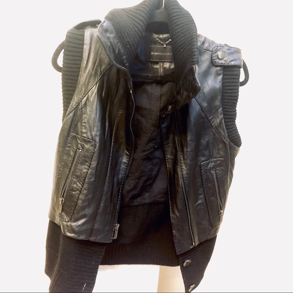 BCBG Maxazria GENUINE LEATHER Black vest